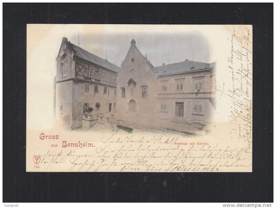 AK Gruß Aus Bensheim Seminar Mit Kirche 1899 - Bensheim