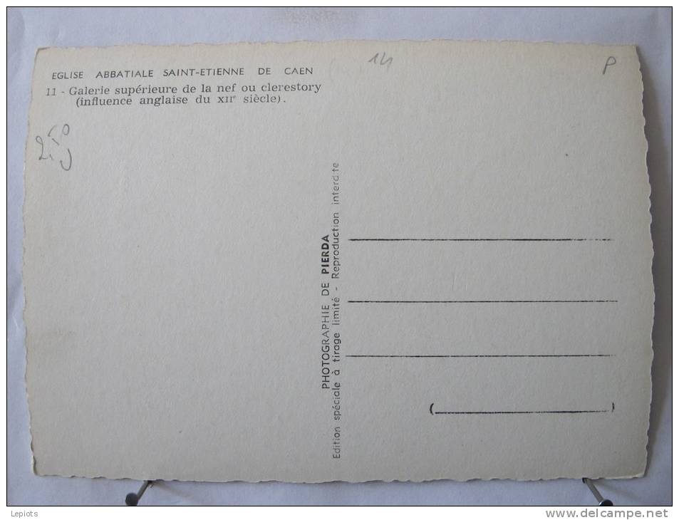 Carte Très Peu Courante - 14 - Caen - Abbatiale St Etienne - Galerie Supérieure De La Nef Ou Clerestory - Caen