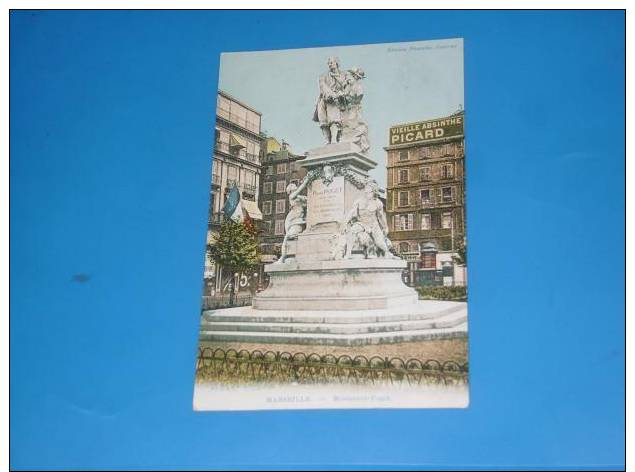 CPA 13 MARSEILLE  Monument Puget Carte Colorisee Publicite Vieille Absinthe Picard - Non Classés