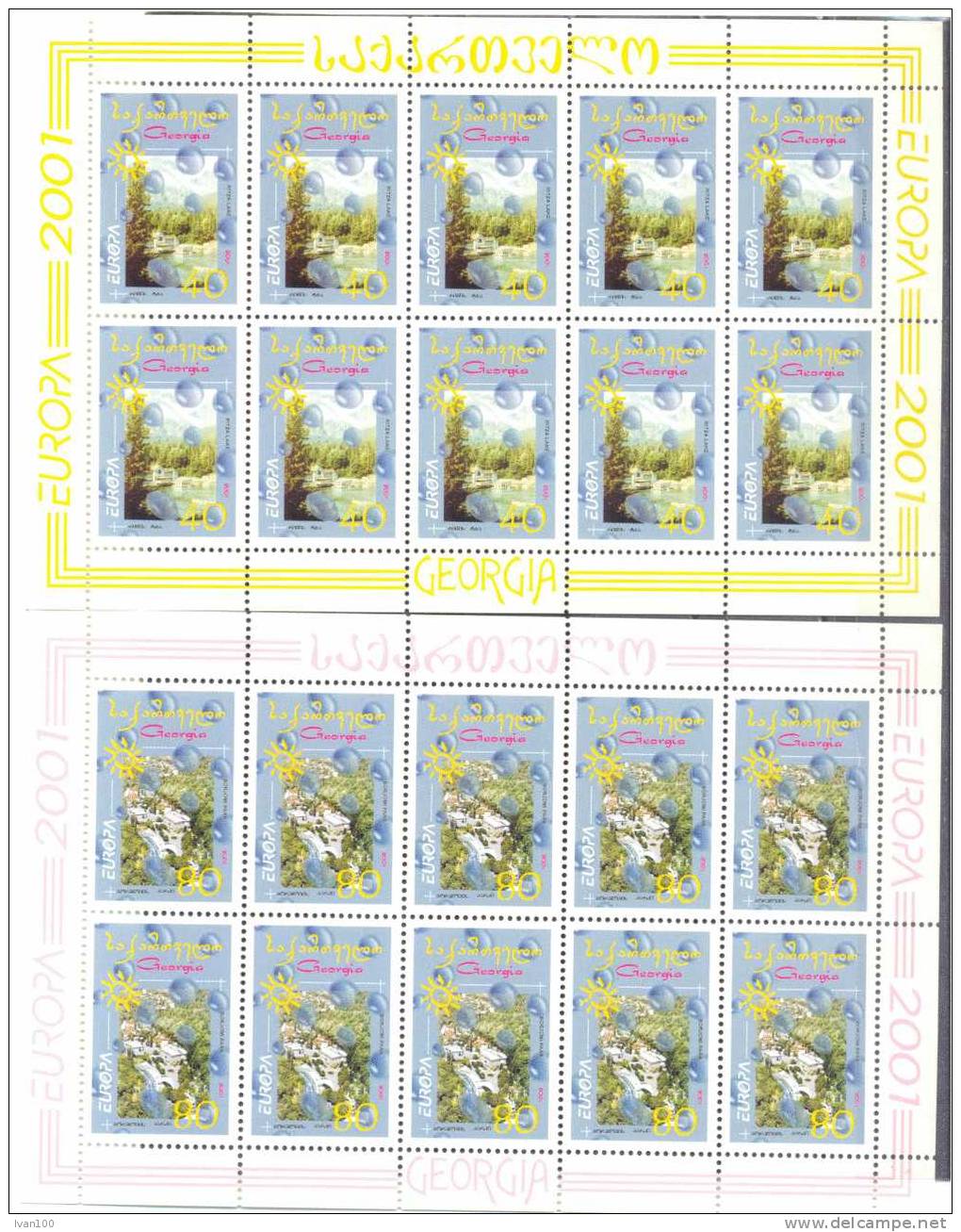 2001. Georgia, Europa 2001, 2 Sheetlets Of 10v,  Mint/** - Georgien
