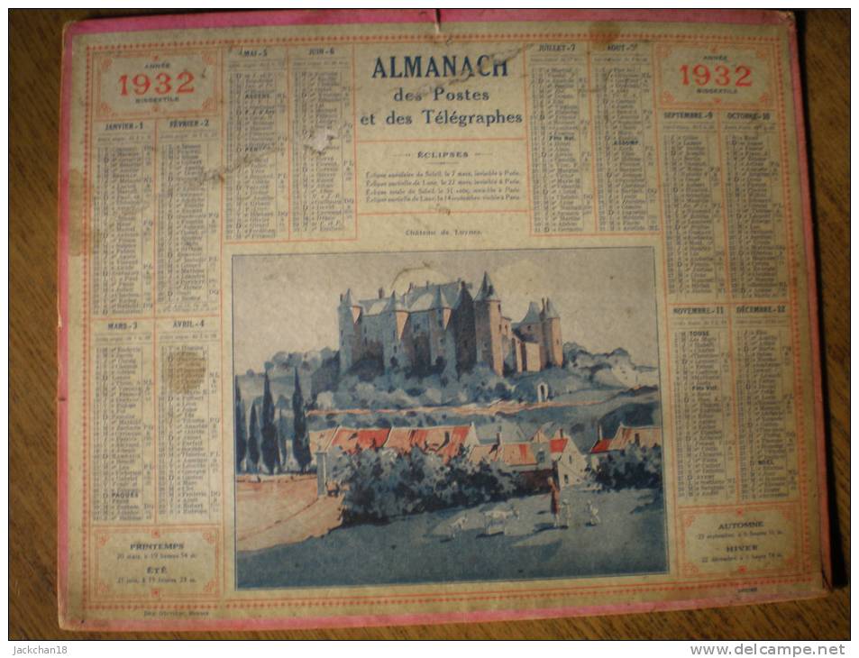 - ALMANACH Des POSTES Et Des TELEGRAPHES - Château De Luynes -1932- - Formato Grande : 1921-40