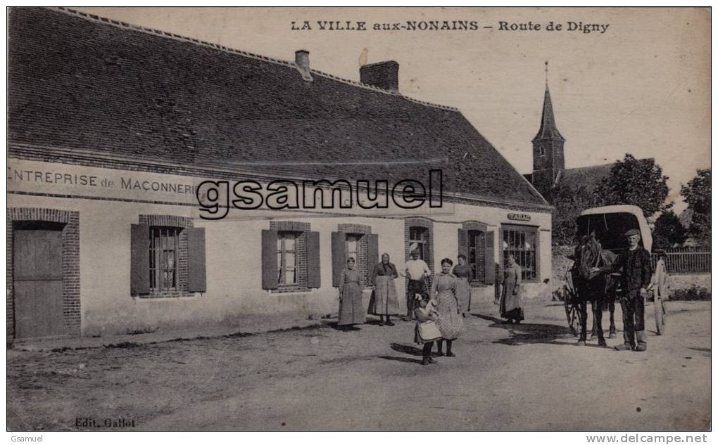 D-28 - La Ville Aux-Nonains - Route De Digny - Attelage - Entreprise De Maçonnerie - Café - Tabac. - (scan Recto-verso). - Otros & Sin Clasificación