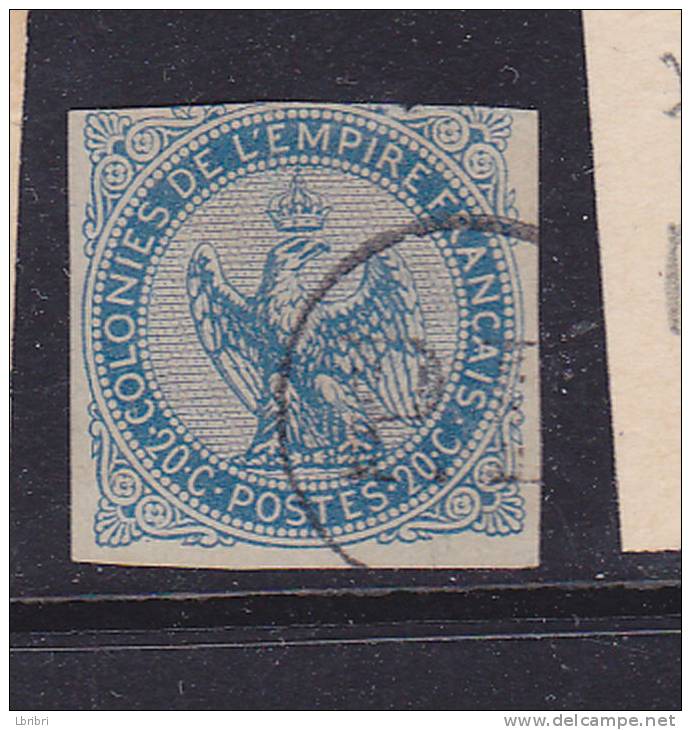 COLONIES GÉNÉRALES N° 4 20C BLEU TYPE AIGLE IMPÉRIAL OBL RÉUNION - Eagle And Crown