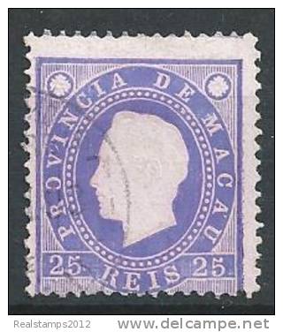 MACAU - 1887,  D. Luís I. Fita Direita.  25 R.  D. 12 3/4  (o)   MUNDIFIL  Nº 35 - Used Stamps