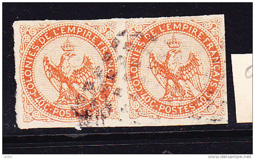 COLONIES GÉNÉRALES N° 5 40C VERMILLON TYPE AIGLE IMPÉRIAL PAIRE OBL GUADELOUPE 49 POINTS - Eagle And Crown