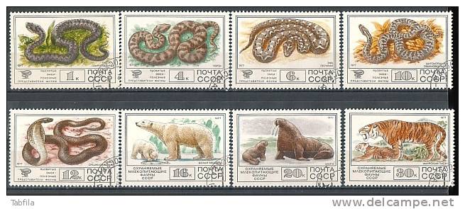 RUSSIA \ RUSSIE - 1976 - Faune Serpents Et Mammifieres - 8v O - Usados