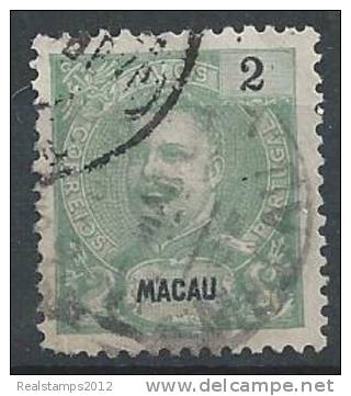 MACAU - 1898, D. Carlos I,  2 A.  D. 11 3/4 X 12  (o)   MUNDIFIL  Nº 80 - Oblitérés