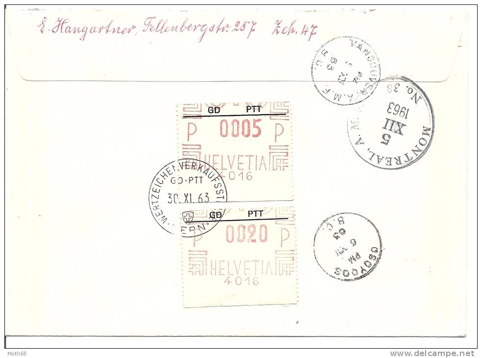 1963 FDC Nach Canada Mit FraMa Zusatzfranktur GD PTT!! - Affranchissements Mécaniques