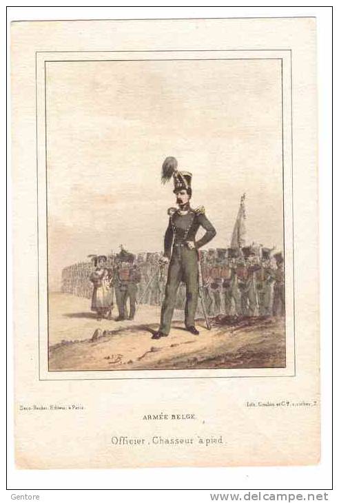 Colored Lithographie On Hard Board  Edited By Dero Becker Paris Armee Belge Officer Chasseur A Pied - Other & Unclassified