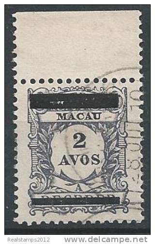 MACAU - 1910,  Selos De Porteado, Com Sobrecarga,  2 A.    D. 11 3/4 X 12   (o)   MUNDIFIL  Nº 143 - Gebraucht