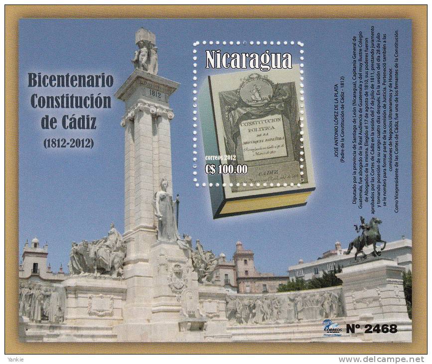 Nicaragua Bicentennial Of The Constitution Of Cadiz Of 1812 MNH 2012 NEW - Nicaragua