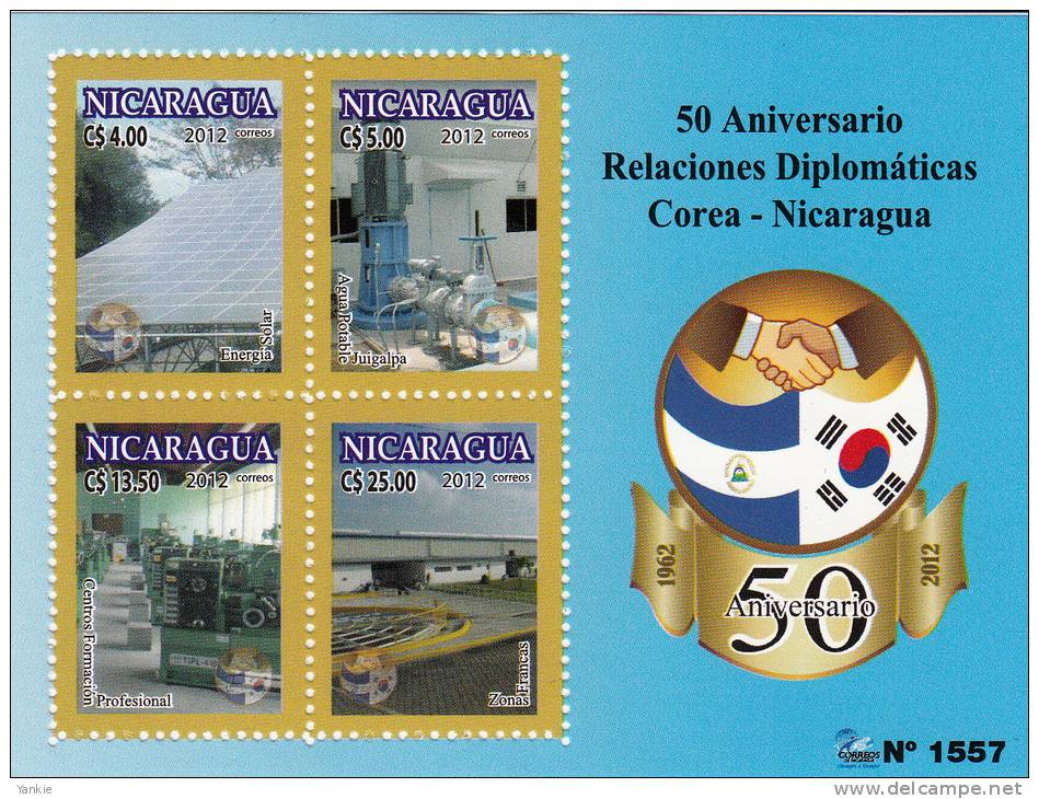 Nicaragua-Korea 50th Anniv Diplomatic Relations MNH 2012 NEW - Nicaragua