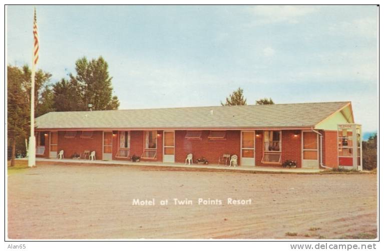 Two Harbors MN Minnesota, Twin Points Resort &amp; Motel, Lodging, Telephone Booth, C1950s/60s Vintage Postcard - Andere & Zonder Classificatie