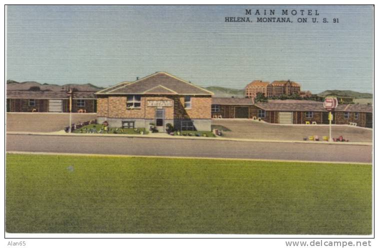 Helena MT Montana, Main Motel, Lodging, C1950s Vintage Curteich Linen Postcard - Helena