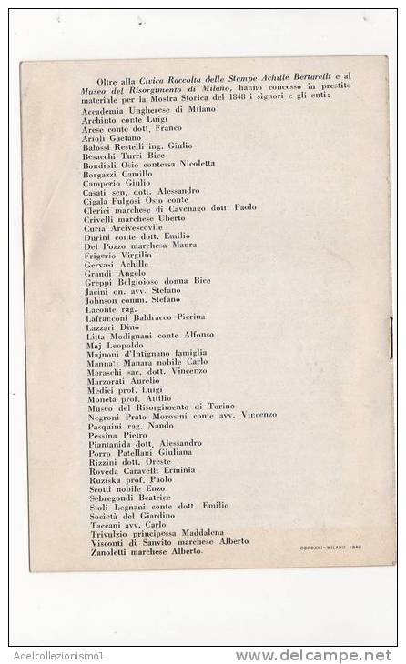 69493)libretto Mostra Storica Centenario 1848 - Comitato Clebrazioni Milanesi - Ex-libris