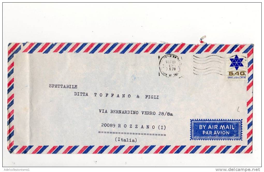 69504)lettera Aerea Israele Con Un Valore + Annullo 3-6-1978 - Aerogramme