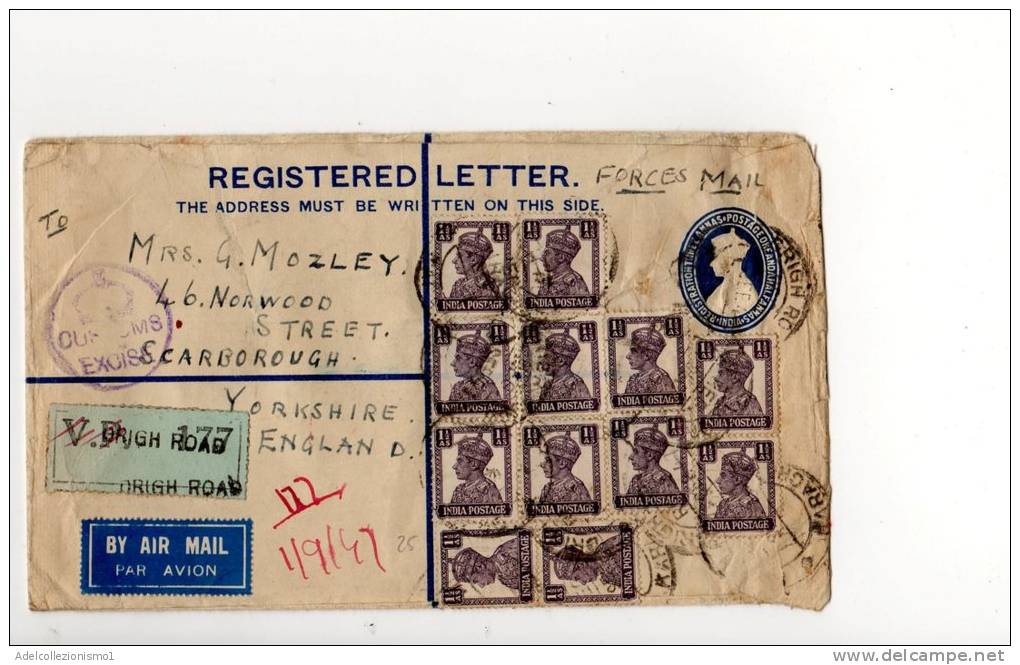 69509)lettera Aerea Indiana Con 13 Valori + Annullo - Airmail