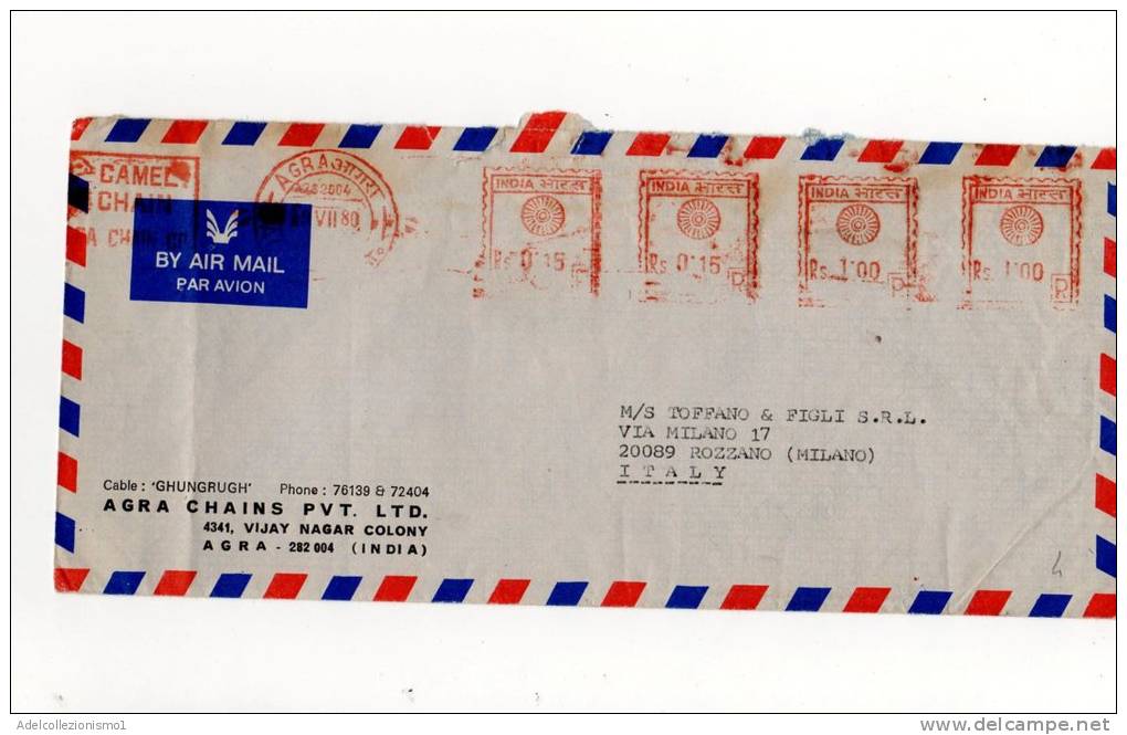 69517)lettera Aerea Indiana Con 4 Valori + Annullo - Airmail