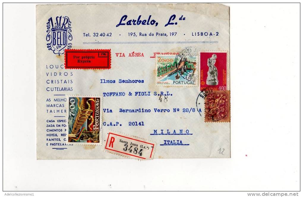 69521)lettera Racc.  Portoghese Con 4 Valori + Annullo - Used Stamps