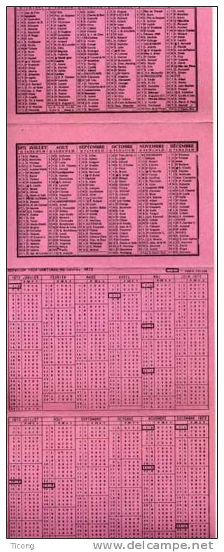 CALENDRIER  CFDT 1972 DEPLIANT - PUBLICITE IPO  SUPERMARCHE VALENCIENNES 59 NORD ( VOIR LES SCANS ) - Small : 1971-80