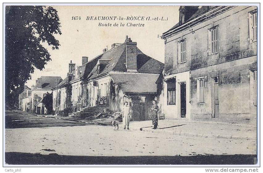 37 - INDRE ET LOIRE - BEAUMONT LA RONCE. 1674 - ROUTE DE LA CHARTRE.  ANIMEE. - Beaumont-la-Ronce