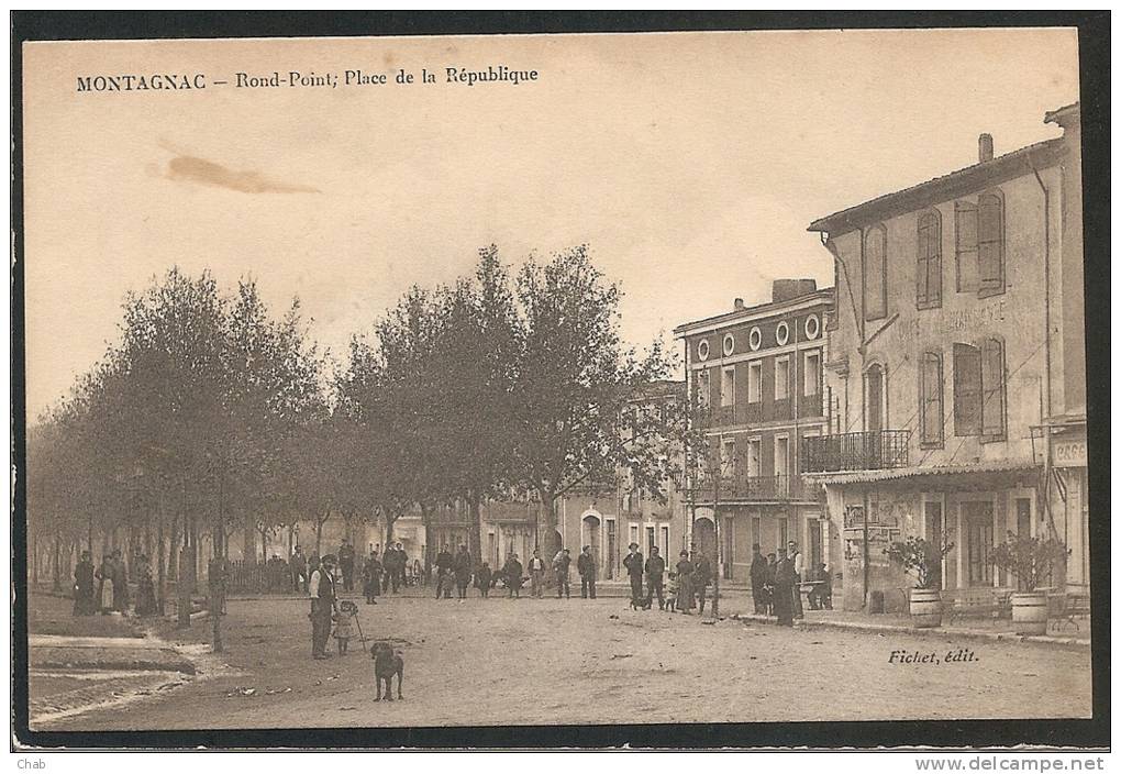 BELLE C.P.A - MONTAGNAC - Rond - Point; Place De La République - Montagnac