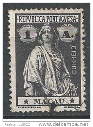 MACAU - 1913-15,  Ceres.  1 A. (Papel Porcelana Médio. D. 15 X 14)   (o)   MUNDIFIL  Nº 211 - Oblitérés