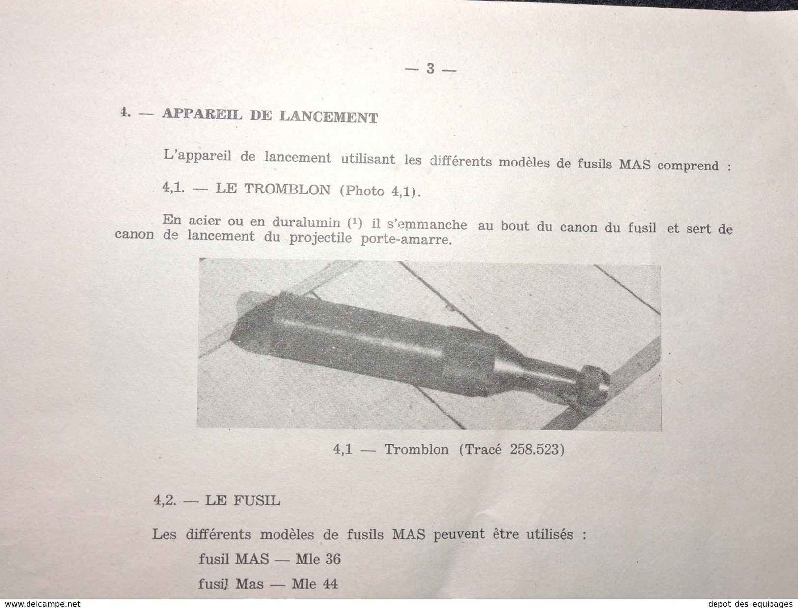 RARE TROMBLON V.B.  FUSILS MAS  36 +  MAS 44 + MAS 49 ------------ #.3