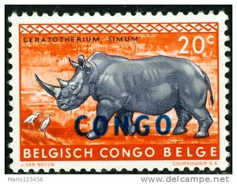 REPUBBLICA DEMOCRATICA DEL CONGO, 1959, PROTECTED ANIMALS, FRANCOBOLLO NUOVO, (MLH*), Scott 342 - Neufs