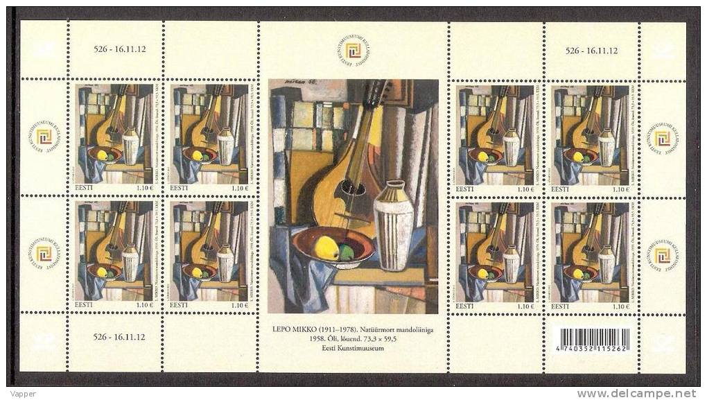 Painting Music Estonia 2012 MNH Stamp Sheet Of 8 Treasures From The Estonian Art Museum. Lepo MIkko MI 748 - Impresionismo