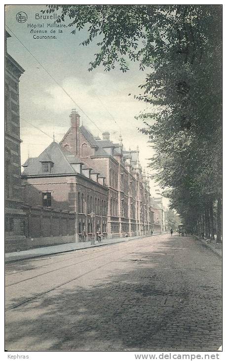 BRUXELLES : Hôpital Militaire - Avenue De La Couronne - RARE CPA - Cachet De La Poste 1908 - Ixelles - Elsene