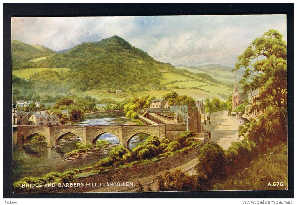 RB 900 -  Postcard - Bridge &amp; Barbers Hill - Llangollen Denbighshire Wales - Denbighshire