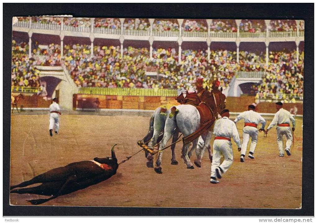 RB 900 - Coloured Postcard - Bullfighting - Arrastre Del Toro - Spain &amp; Animal Theme - Bull