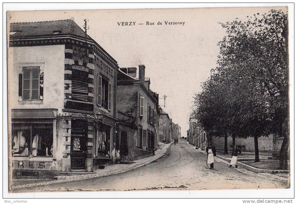 Verzy, Rue De Verzenay, éd. Simonin, Rouennerie, Scan Recto-verso - Verzy