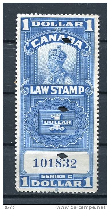 Canada 1935 #FSC18 King George V Law Stamps Revenue Used Punch Cancel - Fiscali