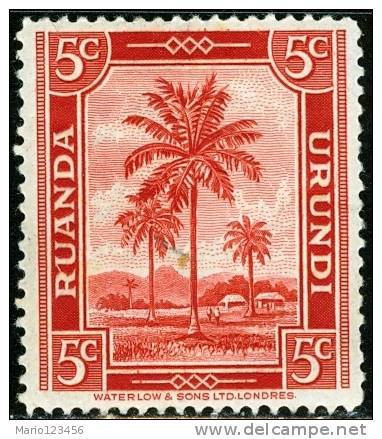 RUANDA URUNDI, 1942, DIFFERENT SUBJECTS, FRANCOBOLLO NUOVO (MLH*) - Unused Stamps