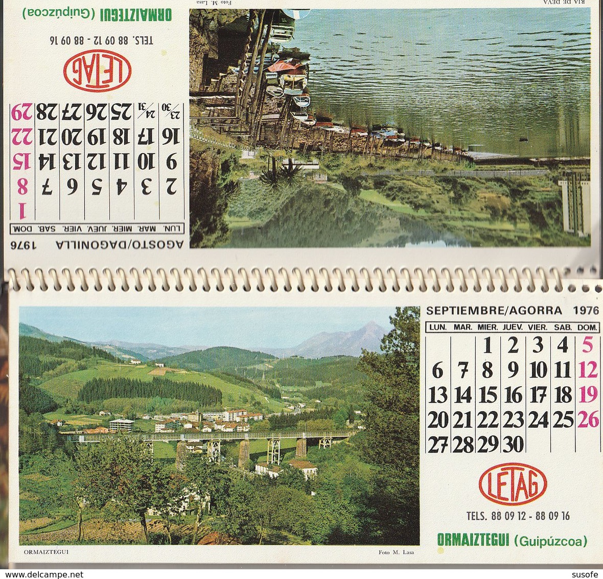 CALENDARIO SOBREMESA AÑO 1976 LETAG EN VASCO Kalender Calendrier Kalendar - Tamaño Grande : 1971-80