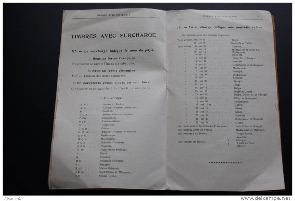 1925 Essai de classification des timbres-postes surcharges abréviation ou initiales caractères orientaux Y/T