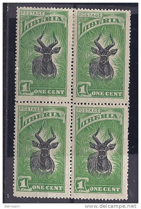 Liberia1918: Yvert140 Mh* Block Of 4 GAZELLE - Gibier