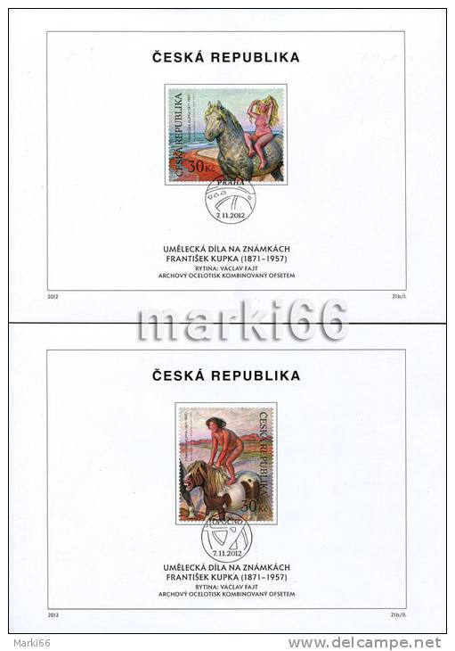 Czech Republic - 2012 - Art On Stamps - FDSs (first Day Sheets) With Stamps From Souvenir Sheet - Storia Postale