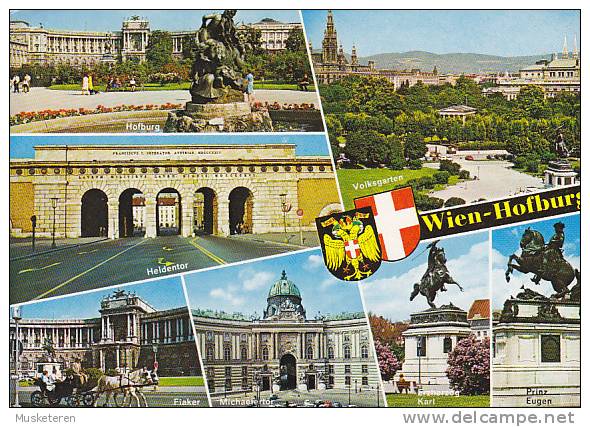 Austria PPC Wien - Hofburg Flugpost Airmail Par Avion Label WIEN 1983 To Massachusetts USA (2 Scans) - Autres & Non Classés