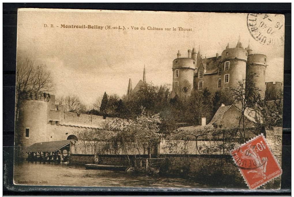 FRANCE 49 (M. Et L.)) CPA.MONTREUIL BELLAY.LE CHATEAU SUR LE THONET CIRCULE 1914.AVEC TIMBRE - Montreuil Bellay