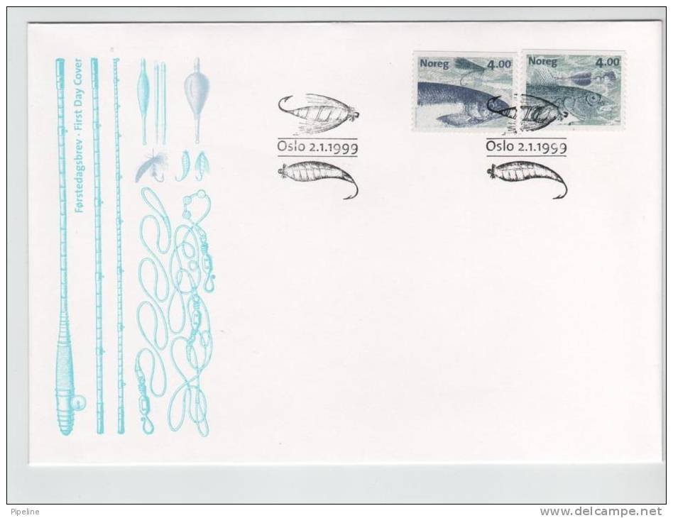 Norway FDC FISH 2-1-1999 Complete Set Of 2 With Cachet - FDC