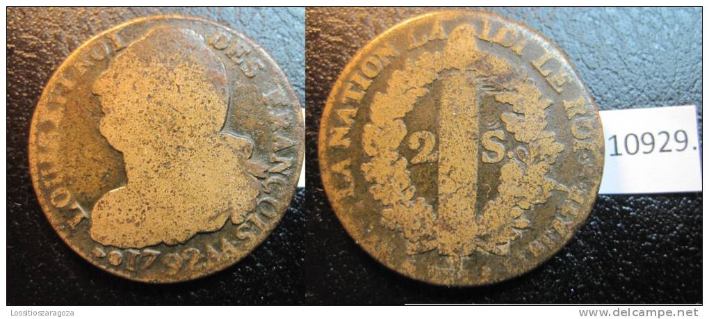 Francia Y Navarra , 2 Soles 1799 AA Luis XVI , France Et Navarre 2 Sous 1799 AA Louis XVI - Otros & Sin Clasificación