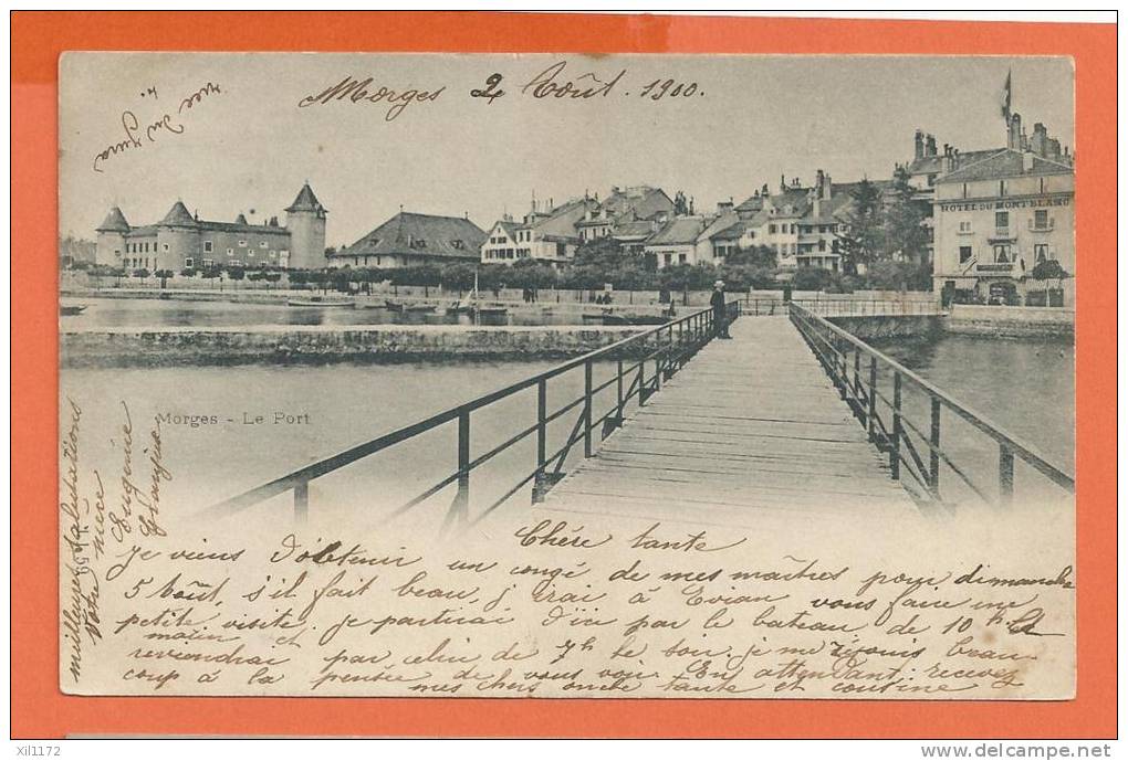 Q1251 Morges Le Port, Passerelle. Précurseur. Cachet 1900 - Morges