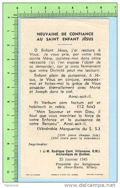 Tremblay Et Dion ( Petit Jésus  De Prague + Neuvaine  Canada  ) Holy Card Image Pieuse Santini - Devotieprenten
