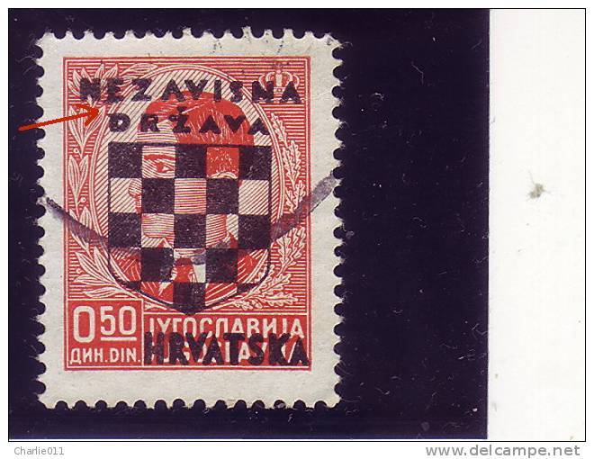 COAT OF ARMS--0-50 DIN-OVERPRINT-NDH-ERROR-RARE-CROATIA-1941 - Croatia
