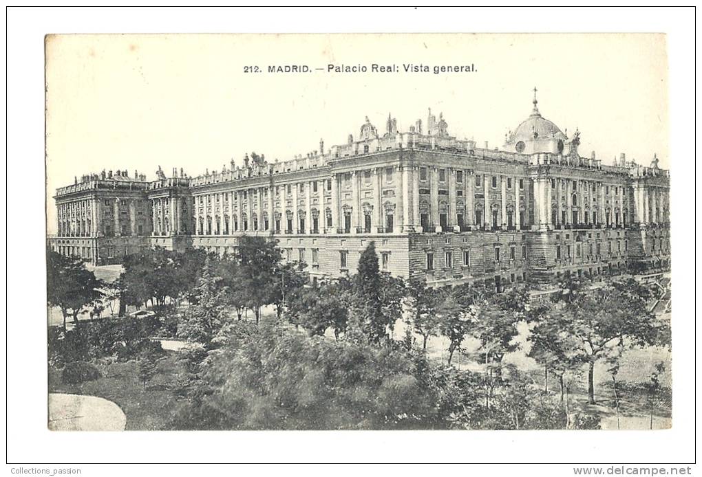 Cp, Espagne, Madrid, Palacio Real : Vista General, Voyagée 1914 - Madrid