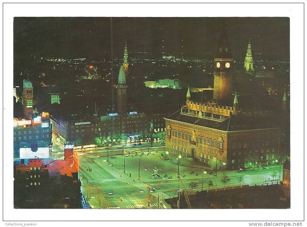 Cp, Danemark, Copenhague, Vue De Nuit De L'Hôtel SAS - Danemark