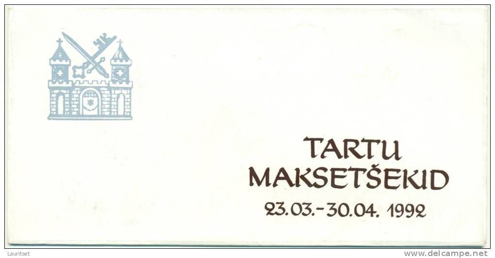 ESTLAND Estonia Estonie Provisional money Provisorische Bezahlungsschecks Tartu Dorpat 1992